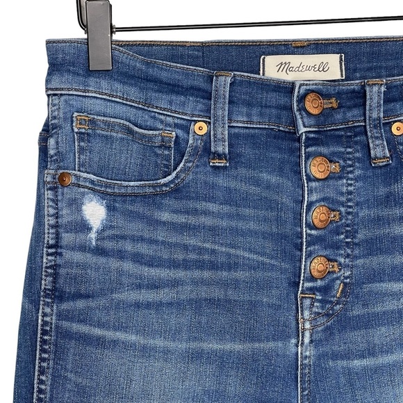 Madewell 10" High Rise Skinny Jeans 26 Button Fly Raw Hem Stretch Hanna Wash - Picture 4 of 11